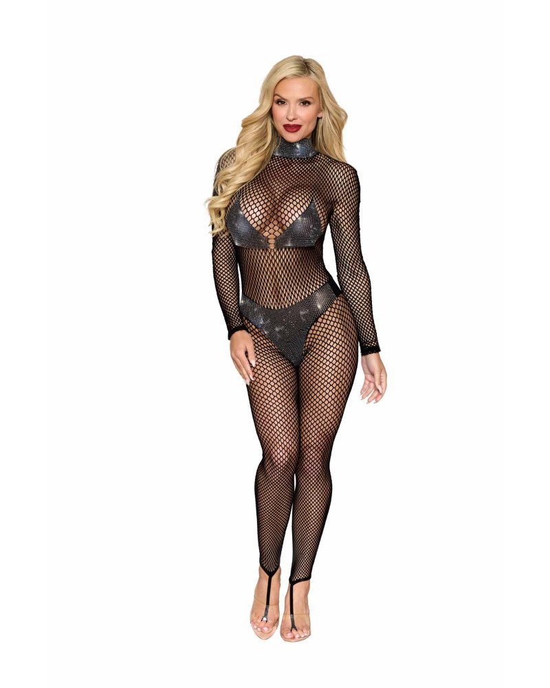 Σέξι γυναικεία λαμπερή ολόσωμη φόρμα δίχτυ