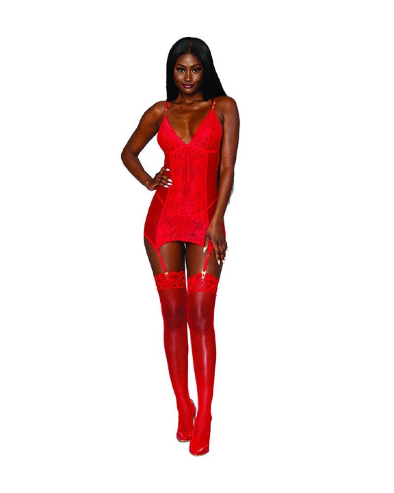 Σέξι εφαρμοστό babydoll με εσώρουχο και ζαρτιέρες Σέξι εφαρμοστό babydoll με εσώρουχο και ζαρτιέρες