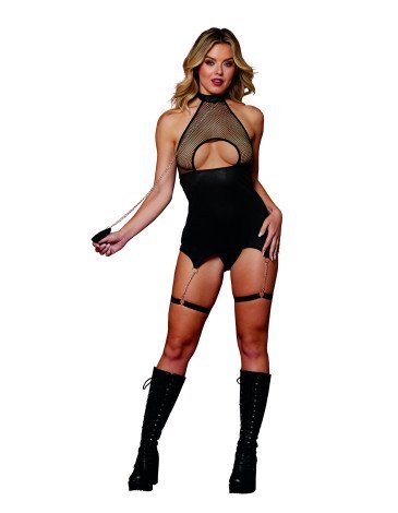 Σέξι εφαρμοστό φόρεμα σε faux leather με ζαρτιέρες και αξεσουάρ! Σέξι εφαρμοστό φόρεμα σε faux leather με ζαρτιέρες και αξεσουάρ!