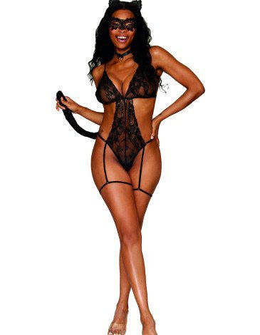 Σέξι γυναικεία στολή γάτα "Frisky Kitty" από δαντέλα Σέξι γυναικεία στολή γάτα "Frisky Kitty" από δαντέλα