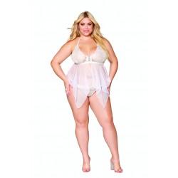 Dreamgirl-Σέξι σετ λευκό babydoll και g-string