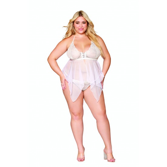 Dreamgirl-Σέξι σετ λευκό babydoll και g-string Dreamgirl-Σέξι σετ λευκό babydoll και g-string