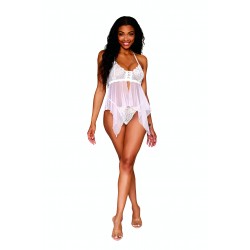 Dreamgirl-Σέξι σετ λευκό babydoll και g-string