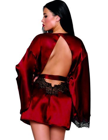 Σέξι σατέν ρόμπα με ανοιχτή πλάτη Σέξι σατέν ρόμπα με ανοιχτή πλάτη