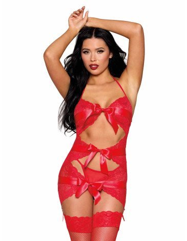 Σέξι γυναικείο δαντελένιο σετ babydoll & G-string