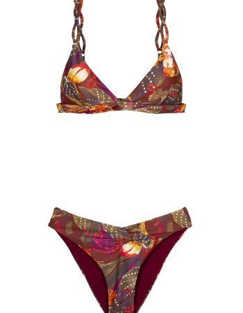 Γυναικείο Μαγιό εμπριμέ Τοπ Τρίγωνο Cup B & Ψηλόμεσο Σλιπ Γυναικείο Μαγιό εμπριμέ Τοπ Τρίγωνο Cup B & Ψηλόμεσο Σλιπ