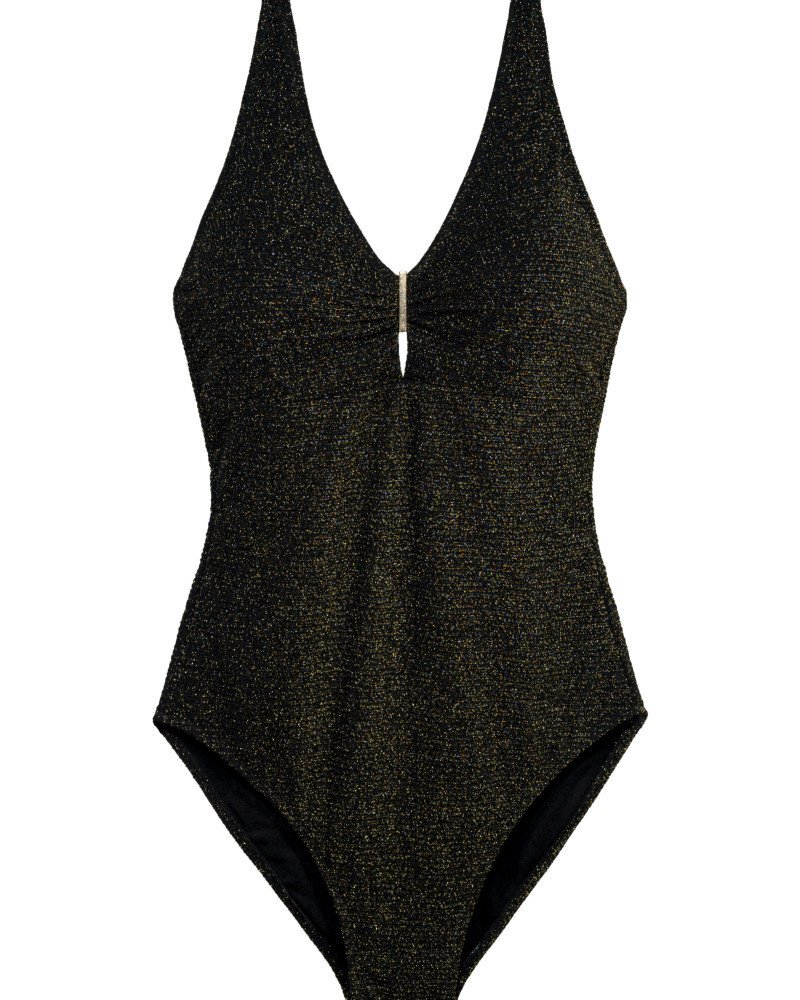 Γυναικείο Μαγιό Ολόσωμο Ανάγλυφο μαύρο-χρυσό Γυναικείο Μαγιό Ολόσωμο Ανάγλυφο μαύρο-χρυσό