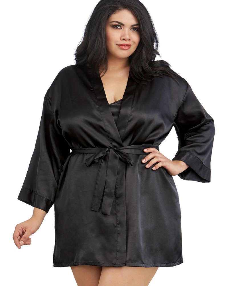 Σέξι σετ σατέν κοντό νυχτικό και ρόμπα DG-3717 Σέξι σετ σατέν κοντό νυχτικό και ρόμπα DG-3717