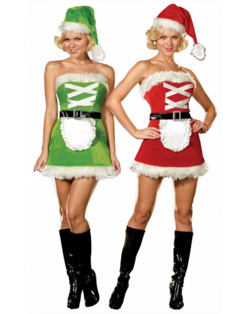 Χριστουγεννιάτικη γυναικεία στολή 3 τεμαχίων διπλής όψης Χριστουγεννιάτικη γυναικεία στολή 3 τεμαχίων διπλής όψης