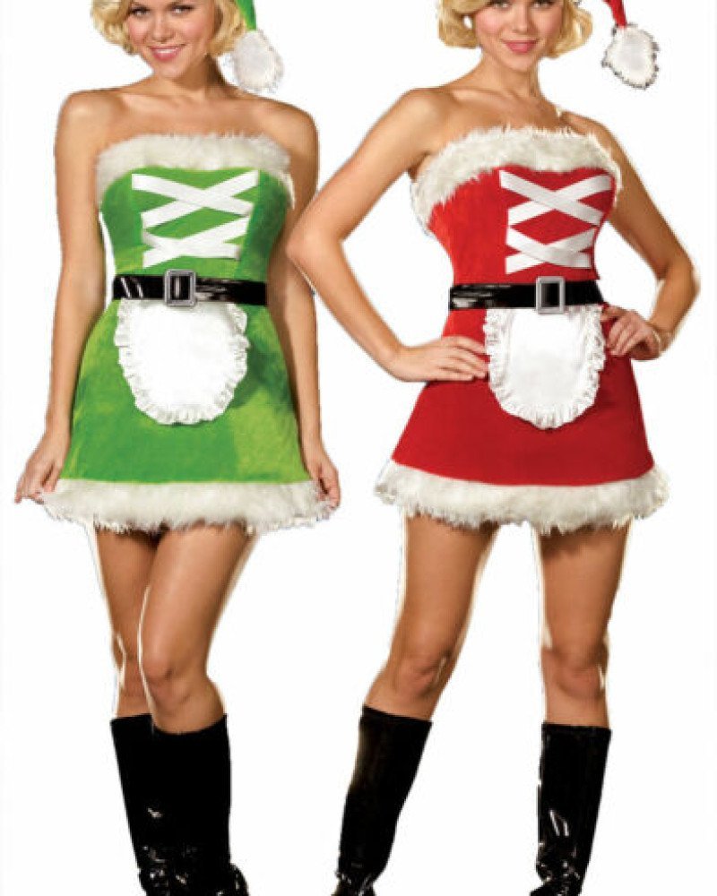 Χριστουγεννιάτικη γυναικεία στολή 3 τεμαχίων διπλής όψης Χριστουγεννιάτικη γυναικεία στολή 3 τεμαχίων διπλής όψης