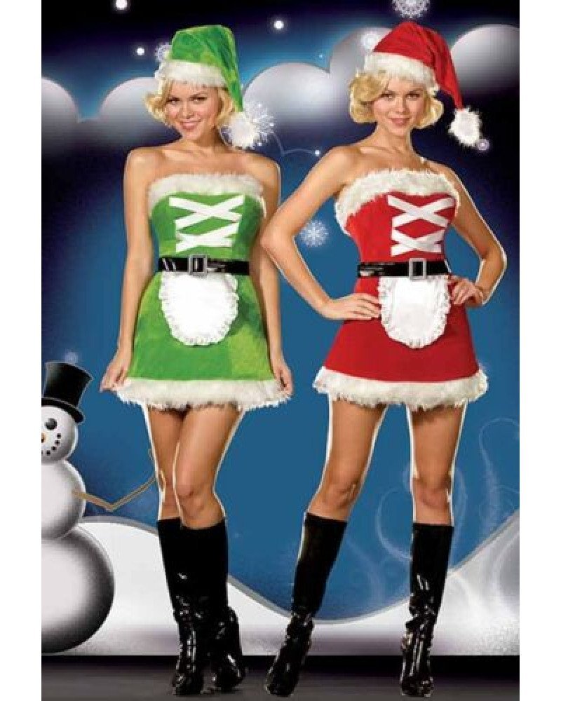 Χριστουγεννιάτικη γυναικεία στολή 3 τεμαχίων διπλής όψης Χριστουγεννιάτικη γυναικεία στολή 3 τεμαχίων διπλής όψης