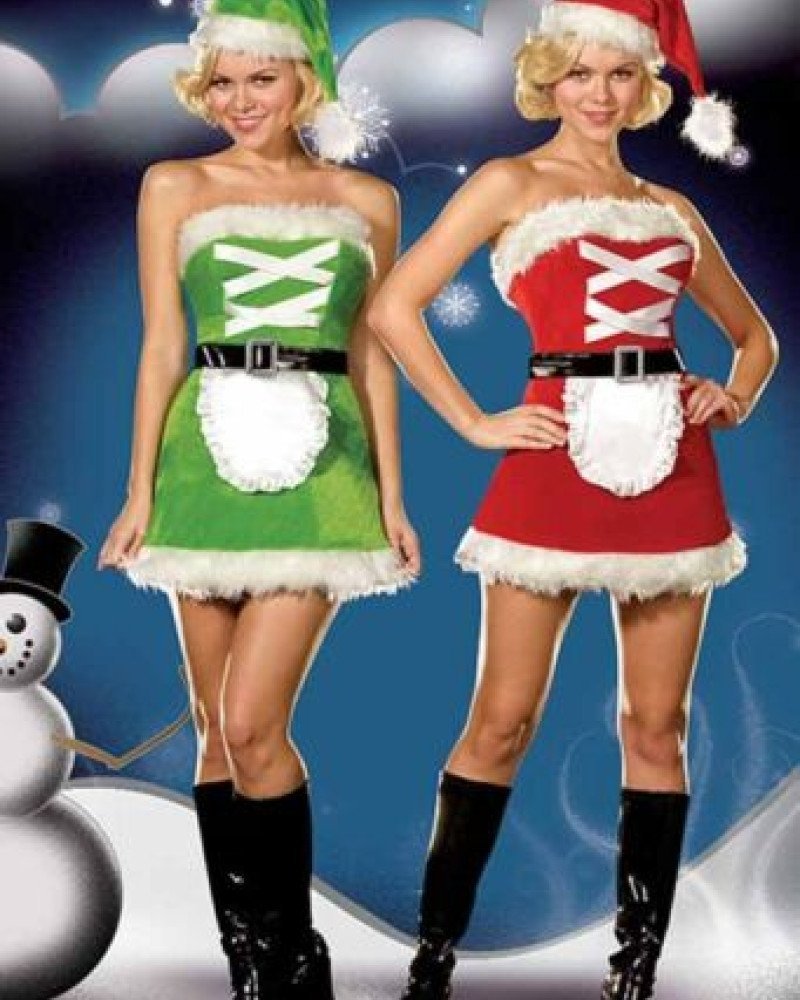 Χριστουγεννιάτικη γυναικεία στολή 3 τεμαχίων διπλής όψης Χριστουγεννιάτικη γυναικεία στολή 3 τεμαχίων διπλής όψης