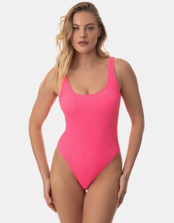 Γυναικείο Μαγιό Ολόσωμο γκοφρέ Fuchsia Γυναικείο Μαγιό Ολόσωμο γκοφρέ Fuchsia