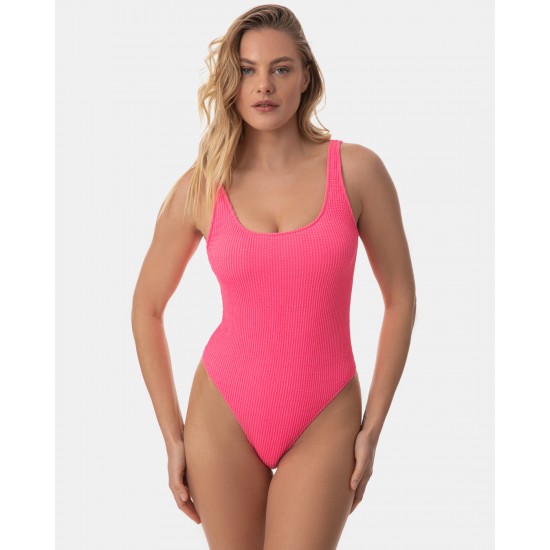 Γυναικείο Μαγιό Ολόσωμο γκοφρέ Fuchsia Γυναικείο Μαγιό Ολόσωμο γκοφρέ Fuchsia