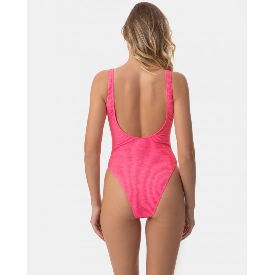Γυναικείο Μαγιό Ολόσωμο γκοφρέ Fuchsia Γυναικείο Μαγιό Ολόσωμο γκοφρέ Fuchsia